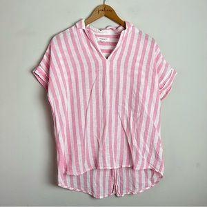 beachlunchlounge Pink and White Striped Blouse